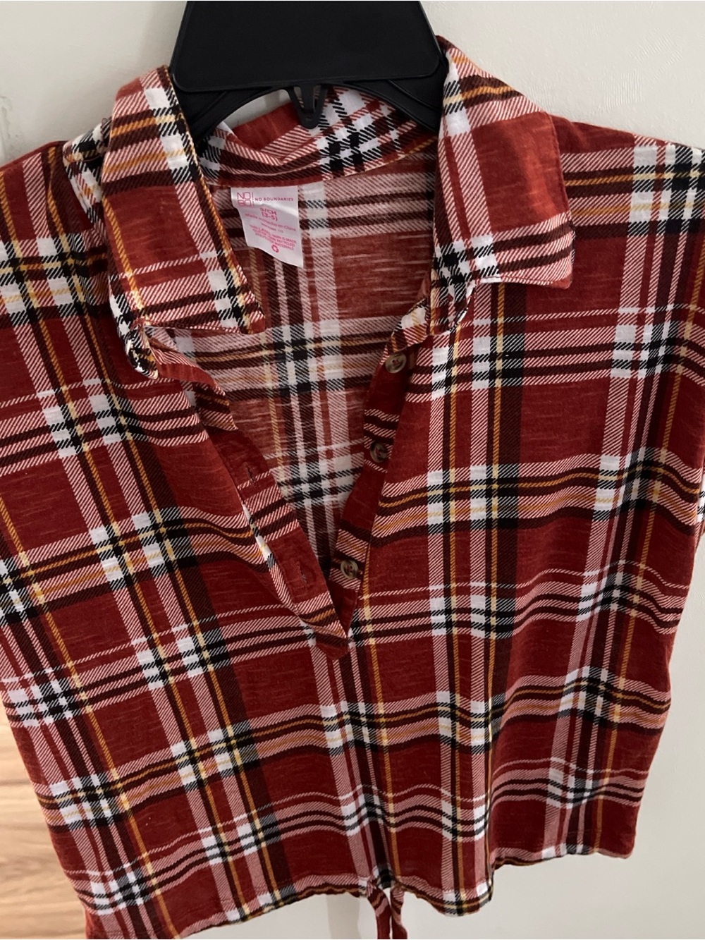 Red Plaid Button-Up Shirt